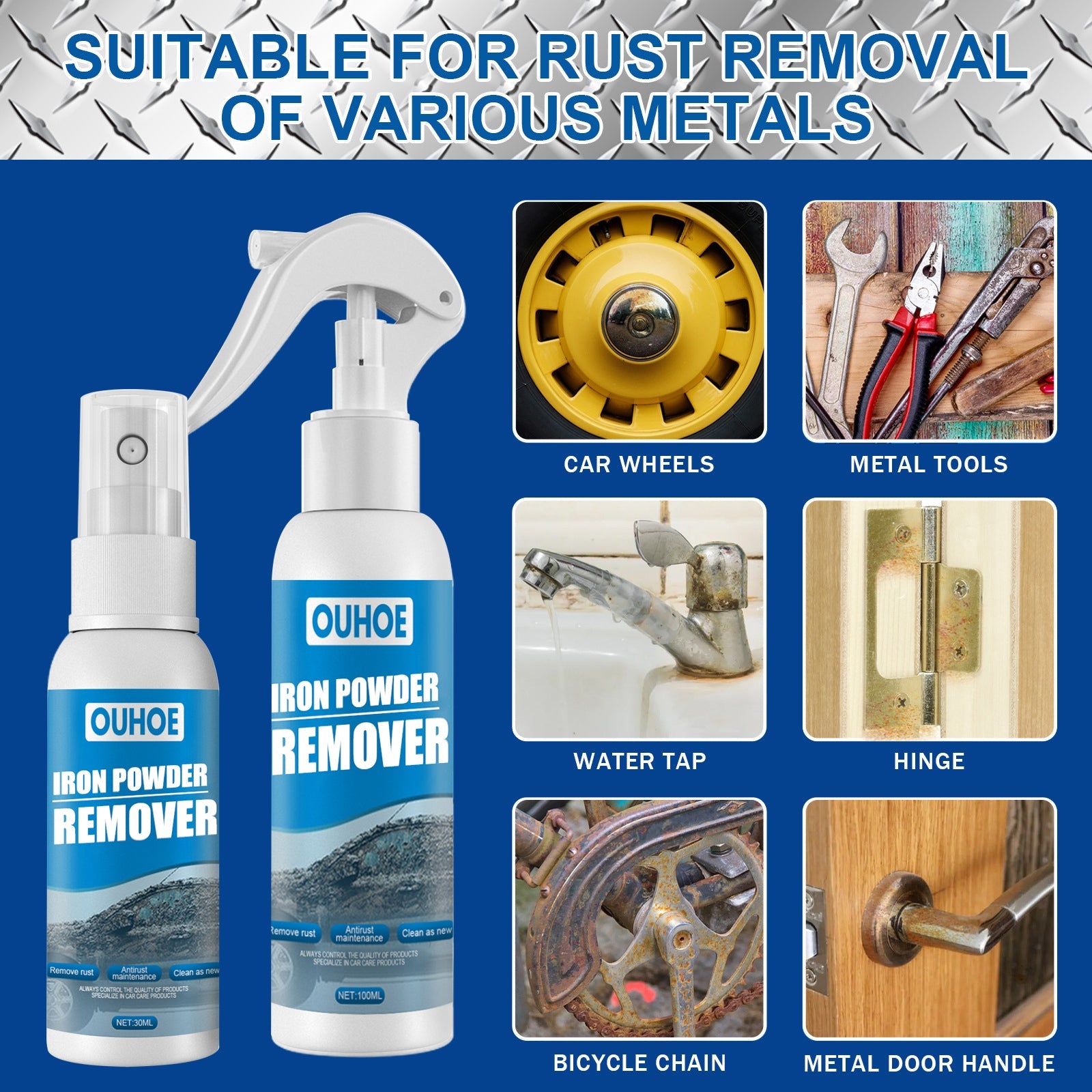 Auto Iron Powder Rust Remover Spray Rust Remover Auto Products Stain Remover Rust Remover Cleaning Products